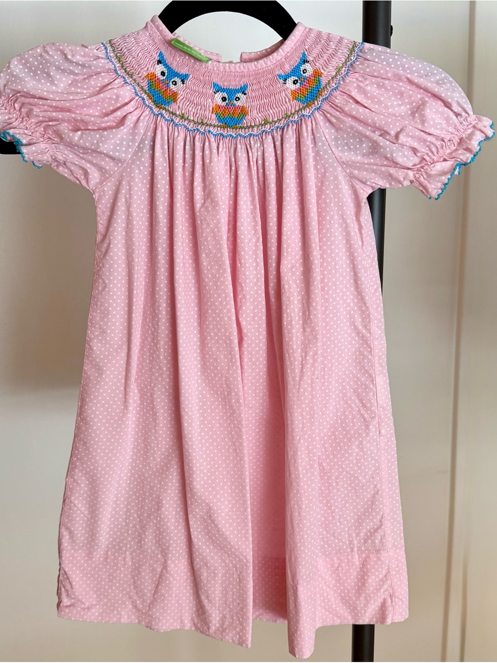 Classic Whimsy Smocked Owl Dress Pink Polka Dot Toddler Dress 2T